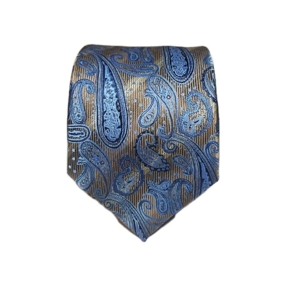 Hi-Tie Blue Patterned 100% Silk Mens Necktie 64" x 3.5"